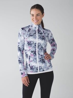 Lululemon define jacket full zip yoga athleisure colorful floral size 12